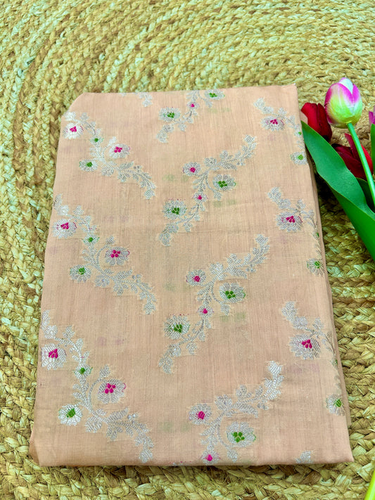 Peach Blossom Pure Silk Banarasi 3-Piece Suit Set