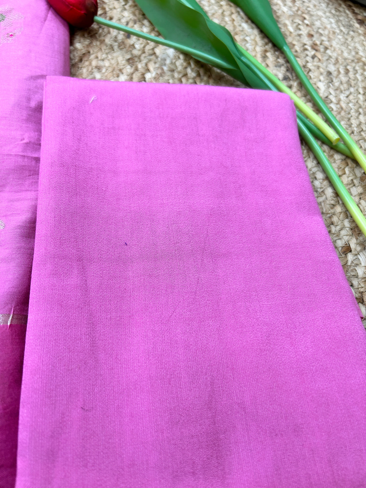 Pink blended Banarasi Silk Meenakari 3-Piece Suit Set