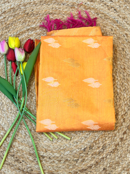 Mango Yellow Cotton Silk Banarasi 3-Piece Suit Material