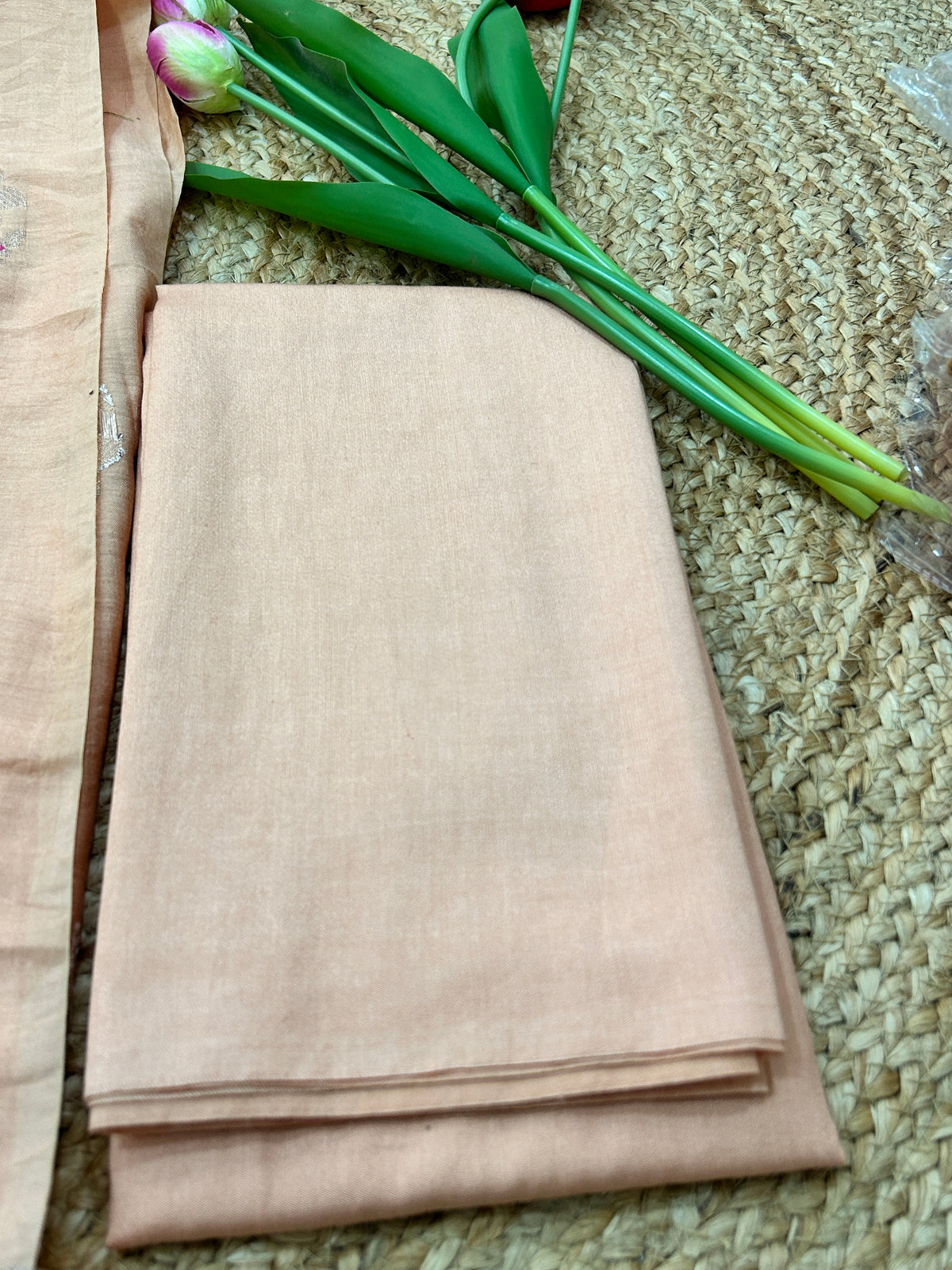 Peach Blossom Pure Silk Banarasi 3-Piece Suit Set