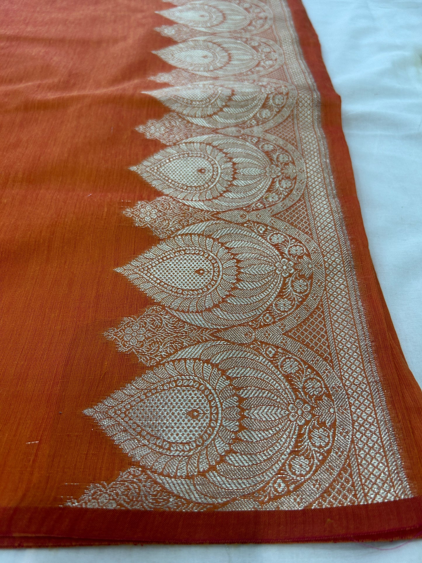 Burnt Orange color with Solid color body Banarasi 3 piece set