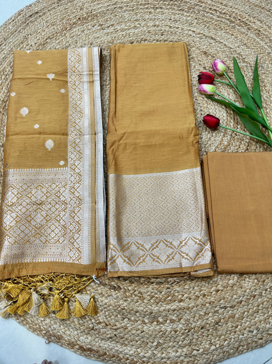 Mustard Gold Pure Mul cotton Suit Set