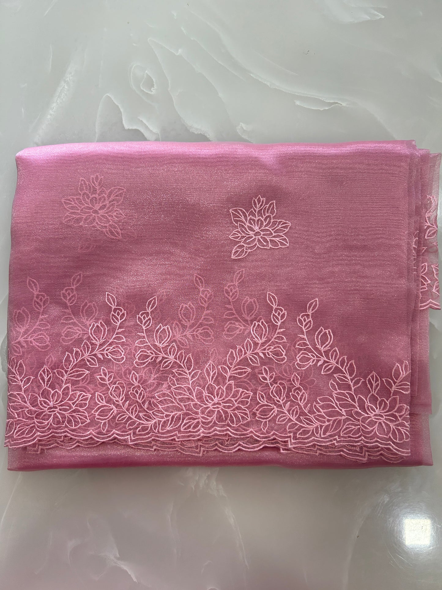 Pink Organza Tissue silk cut work sarees with BP SOT160