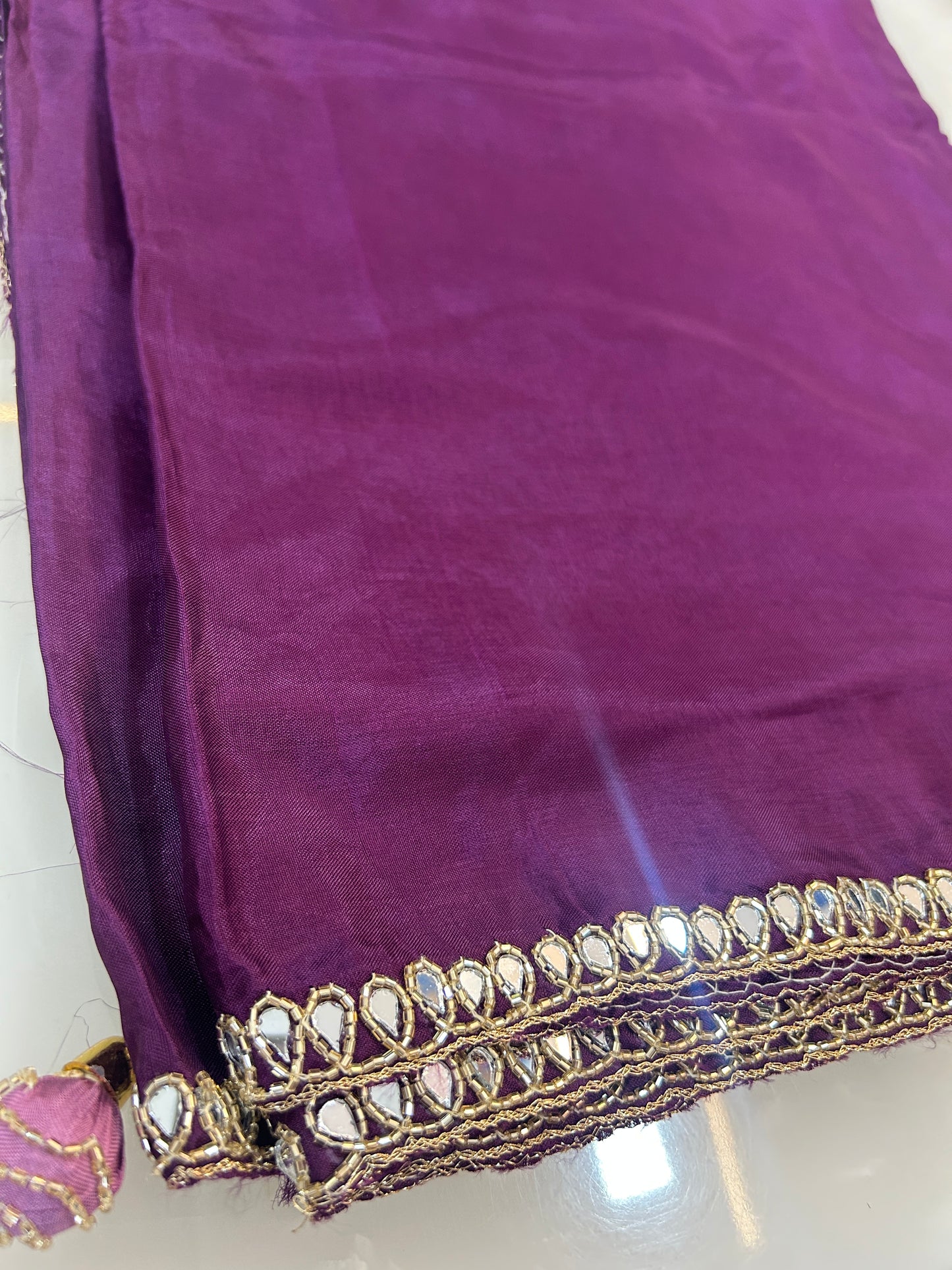 Deep wine designer party wear Saree with Lilac heavy handwork designer ready made blouse - SPW177