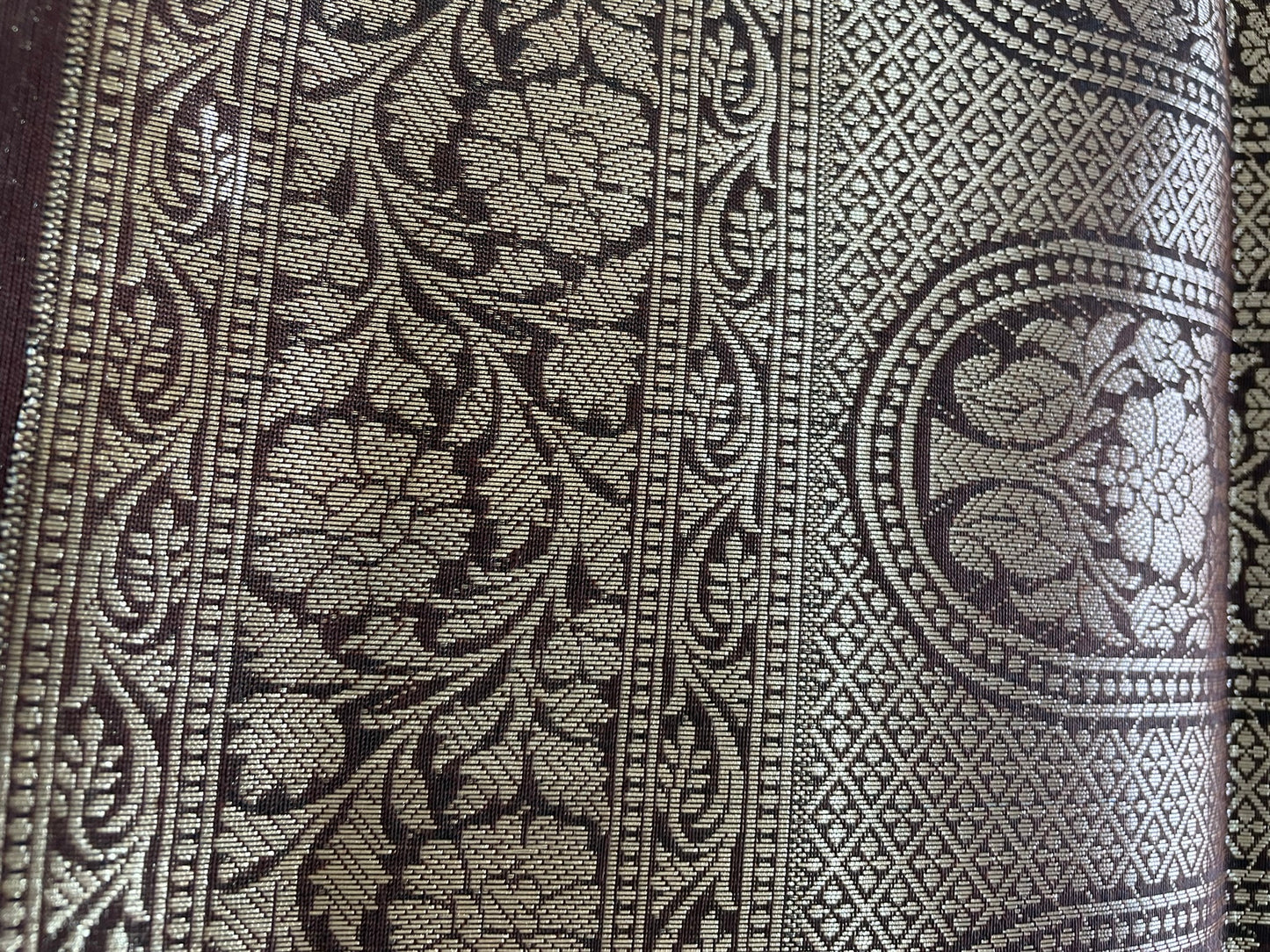 Coffee Brown Munga Cotton Silk Saree with golden zari on border and pallu with Blouse Piece SMGC147