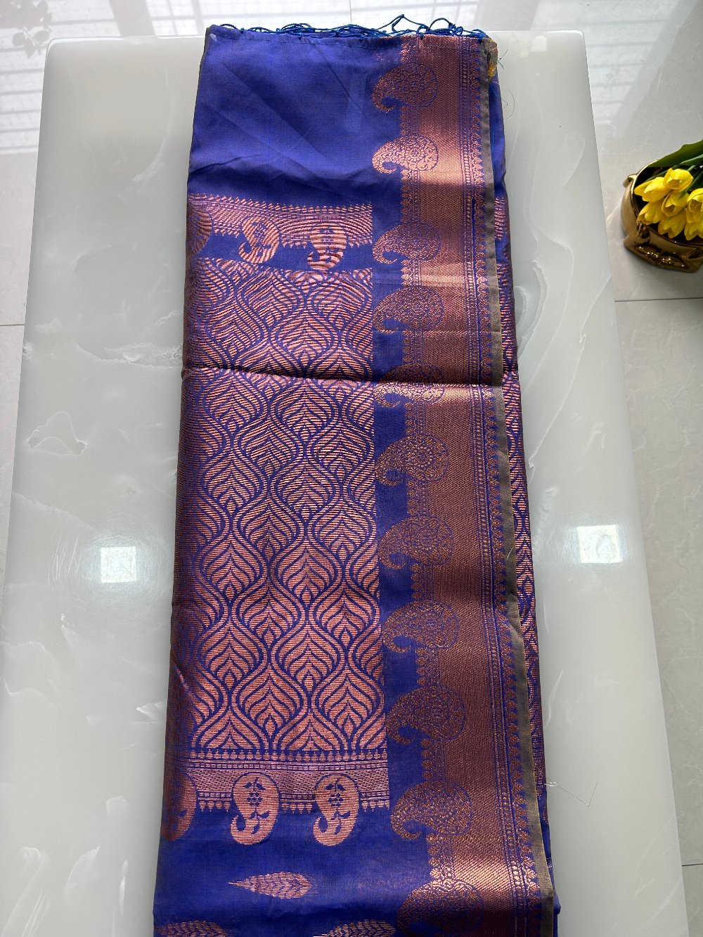 Dark Lavender- Semi Maheshwari Silk with Blouse Piece SSS90