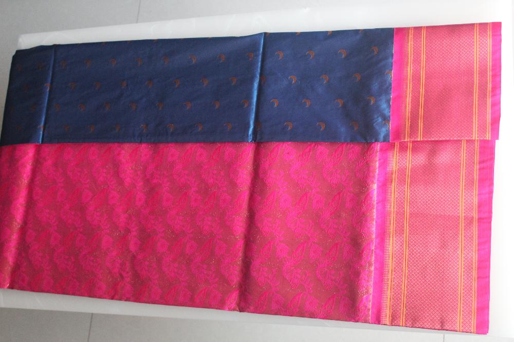 Blue-Pink Paitani Semi Silk Saree with Blouse Piece SSS94