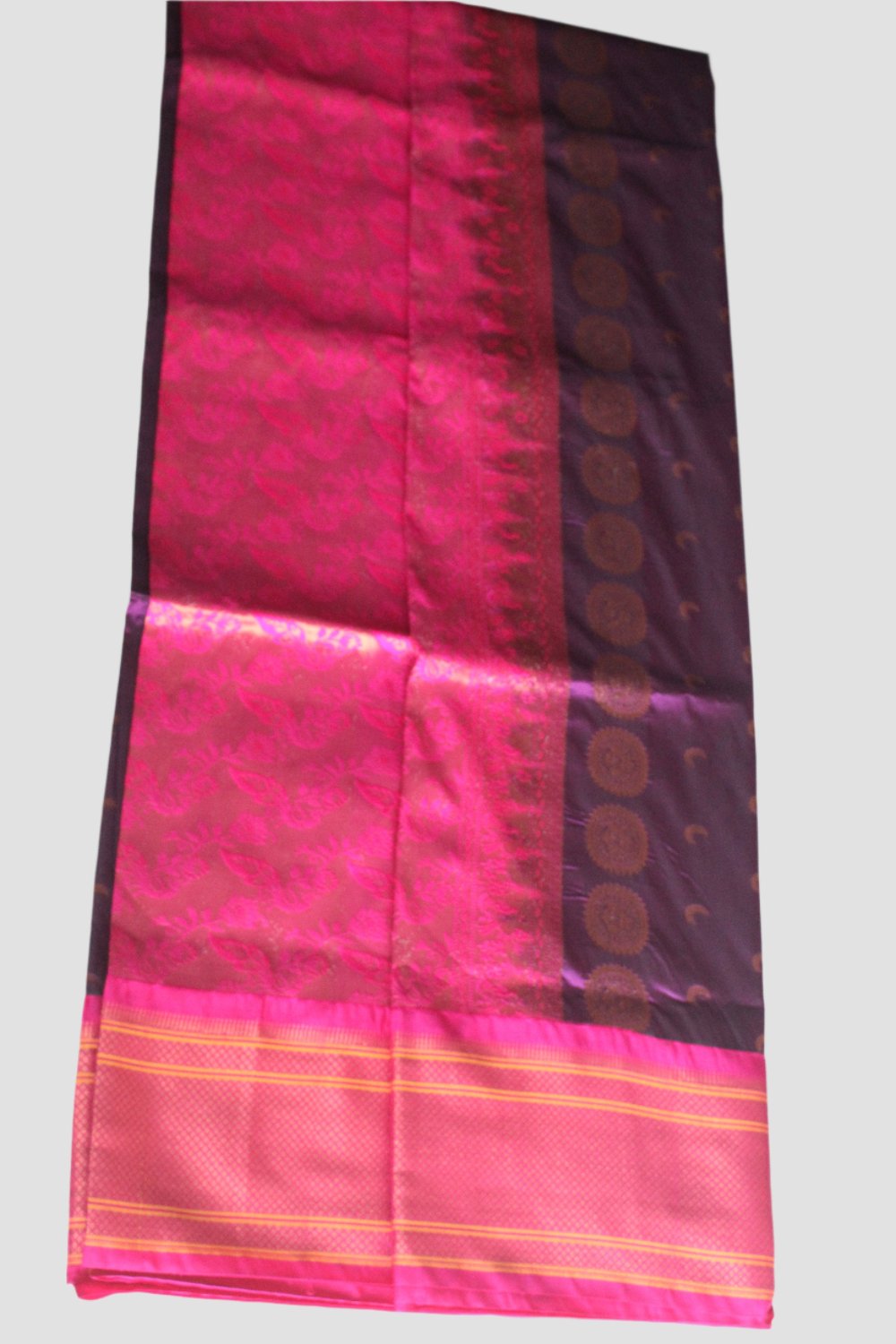 Purple Pink Paitani Semi Silk Saree with Blouse Piece SSS96