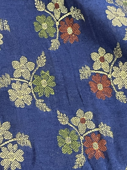 Royal Blue Mul Chanderi Banarasi 3-Piece Suit Material