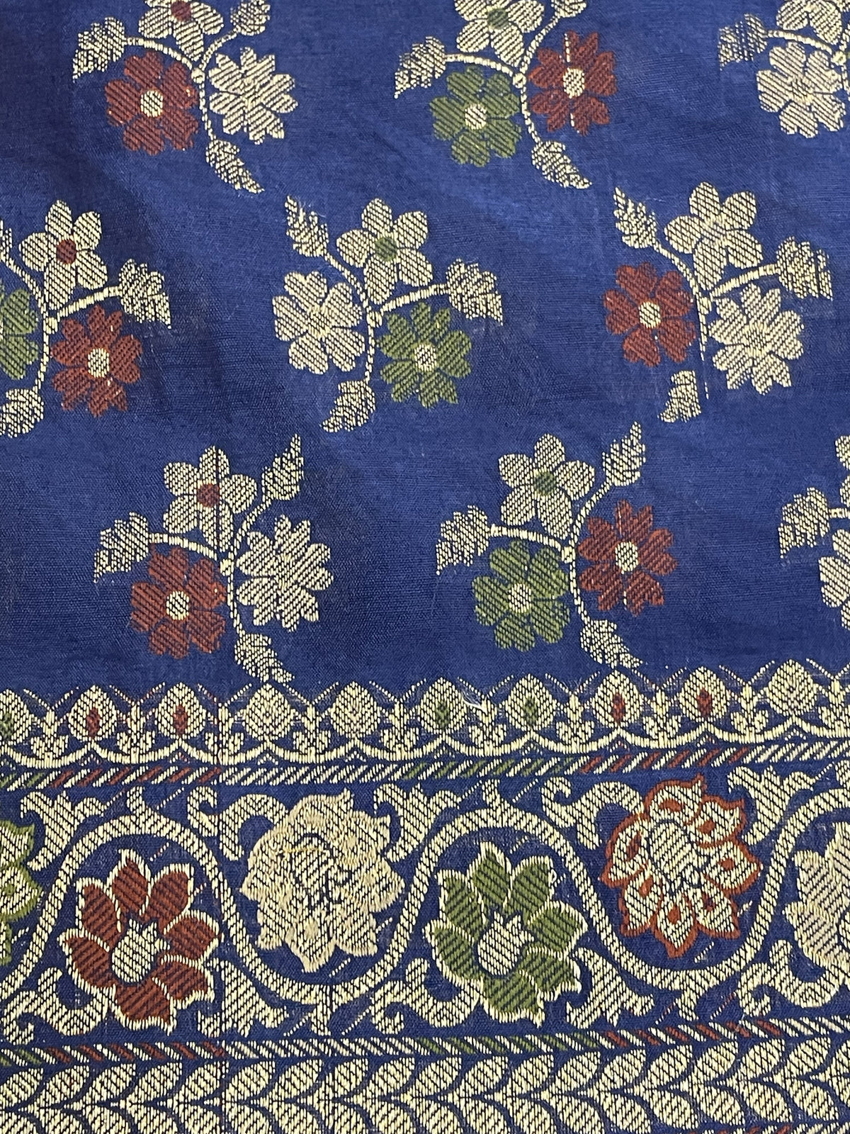 Royal Blue Mul Chanderi Banarasi 3-Piece Suit Material