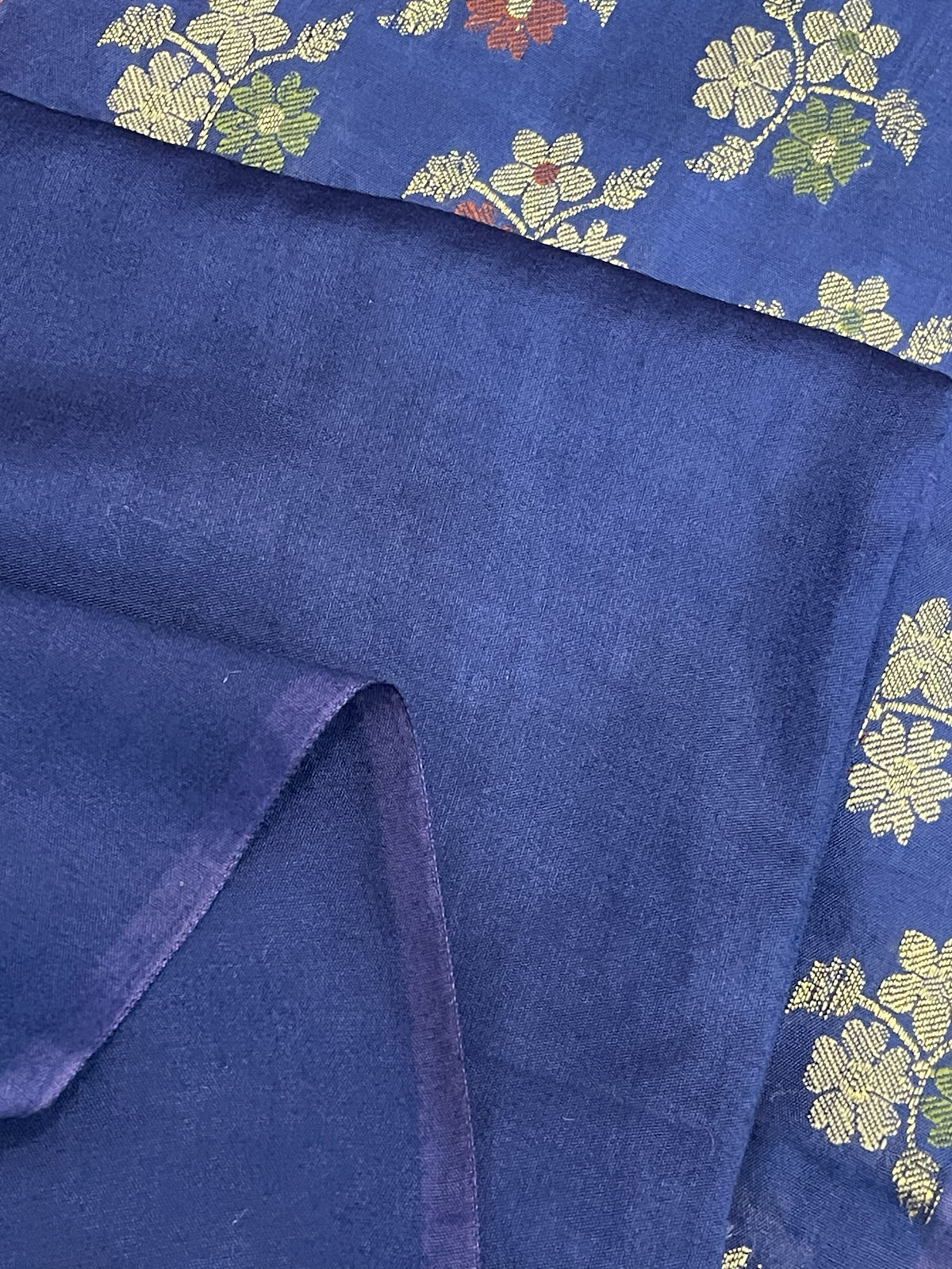 Royal Blue Mul Chanderi Banarasi 3-Piece Suit Material