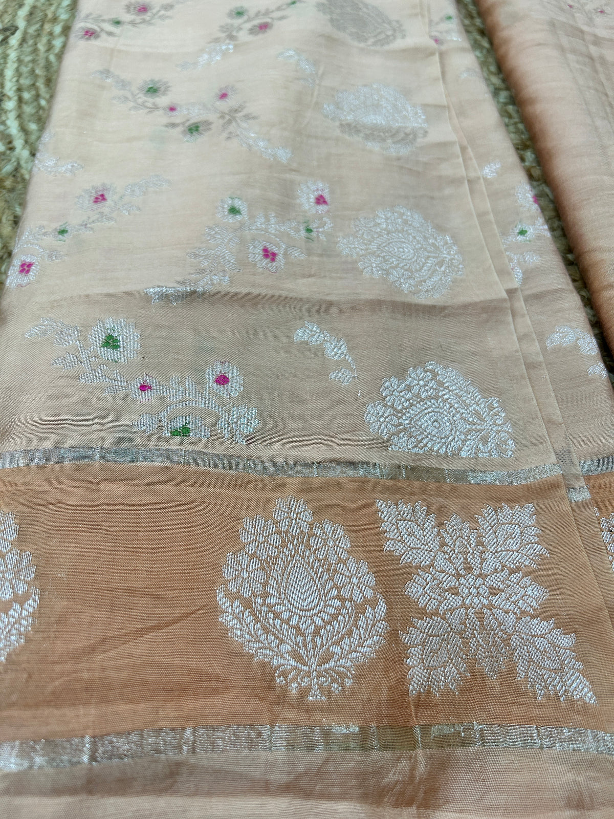 Peach Blossom Pure Silk Banarasi 3-Piece Suit Set