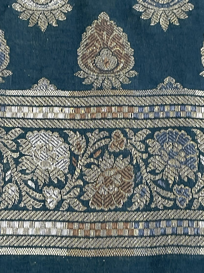Slate Blue Mul Chanderi Banarasi 3-Piece Suit Material