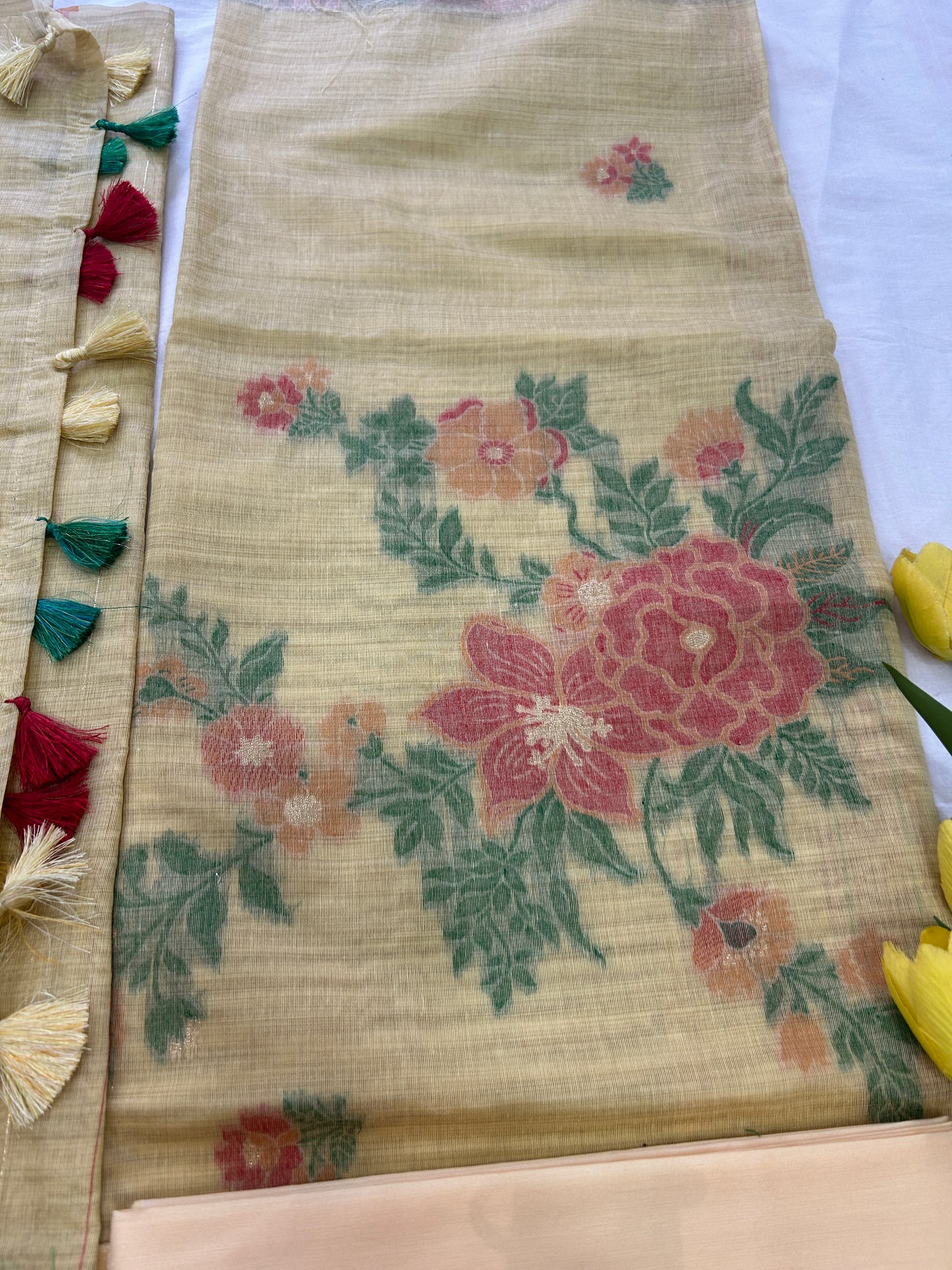 Pastel lemon yellow Banarasi 3 piece set