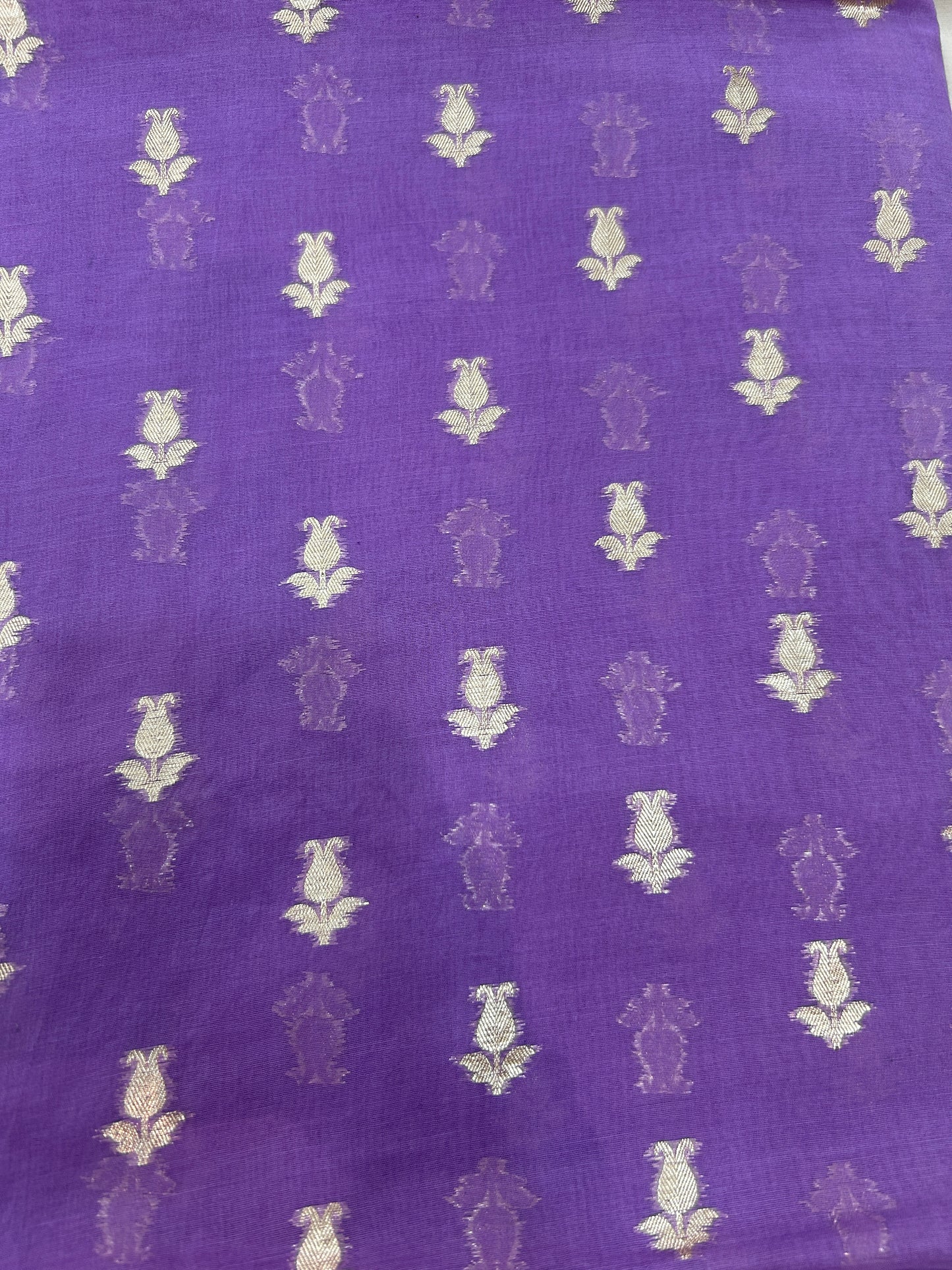 Lavender and Purple silver butti banarasi 3 piece set with diagonal striped dupatta