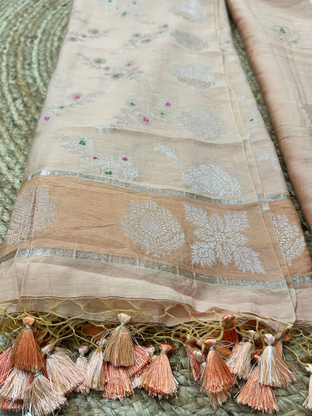 Peach Blossom Pure Silk Banarasi 3-Piece Suit Set