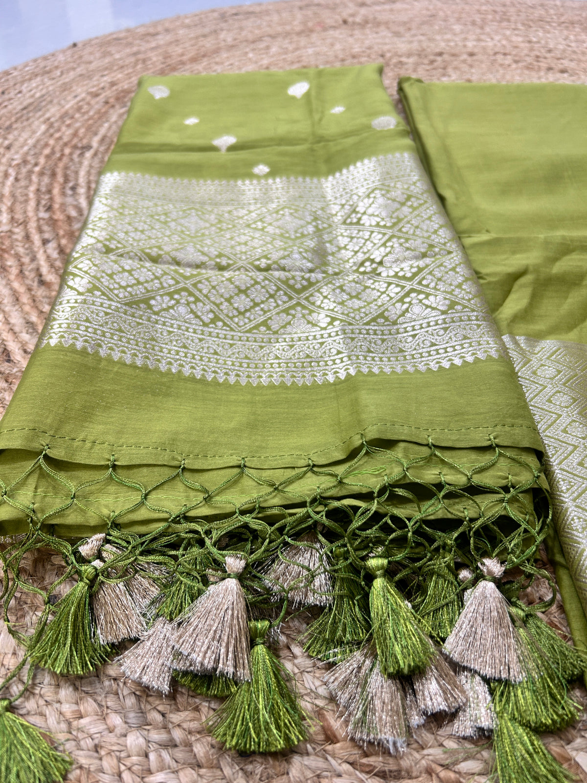 Olive Green Pure Mul cotton  Suit Set
