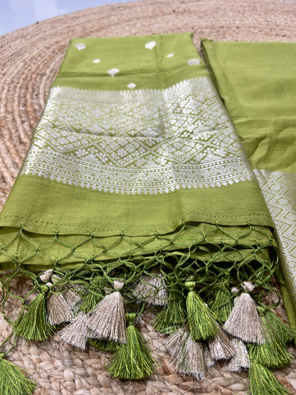 Olive Green Pure Mul cotton  Suit Set