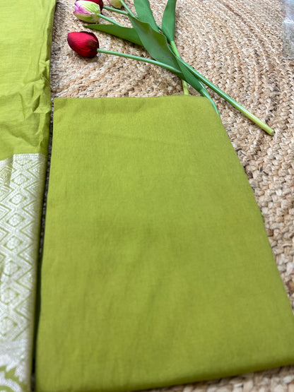 Olive Green Pure Mul cotton  Suit Set