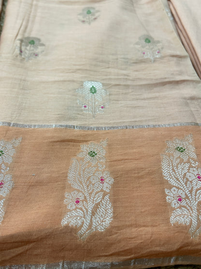 Peach Blossom Pure Silk Banarasi 3-Piece Suit Set