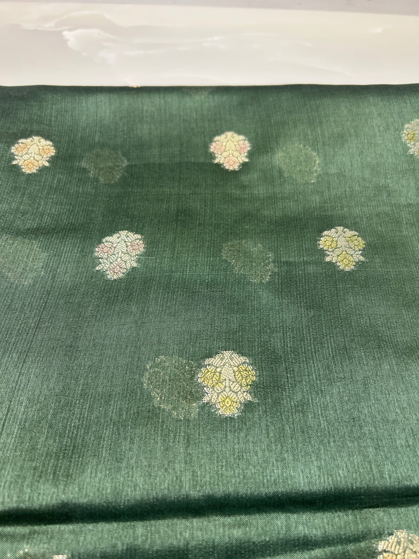 Sage green color Dupion Silk Handloom Banarasi Saree (Copy)