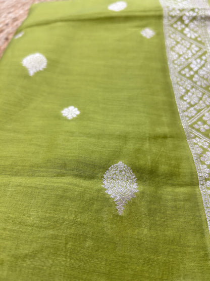 Olive Green Pure Mul cotton  Suit Set