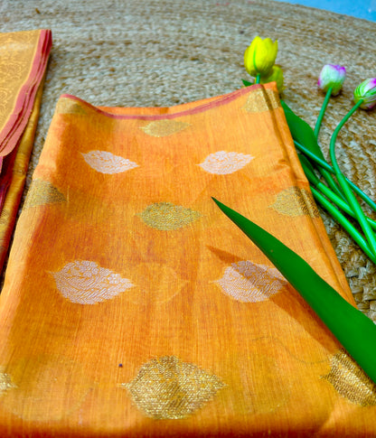 Mango Yellow 2 Cotton Silk  Banarasi 3-Piece Suit Material