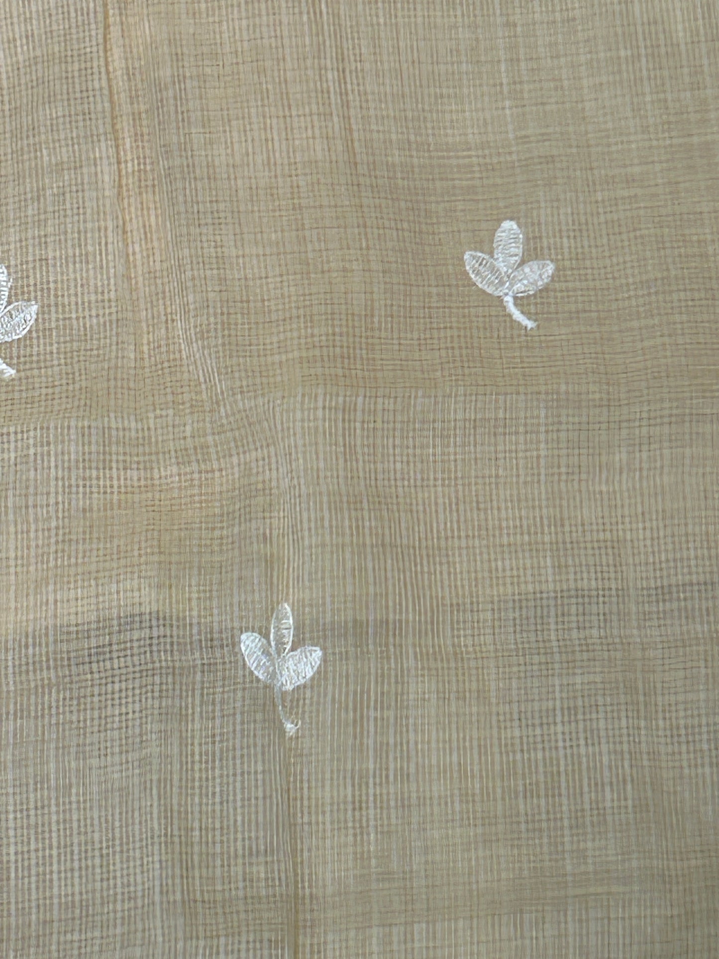 Beige Floral Embroidered Mix-Cotton Unstitched Suit Set