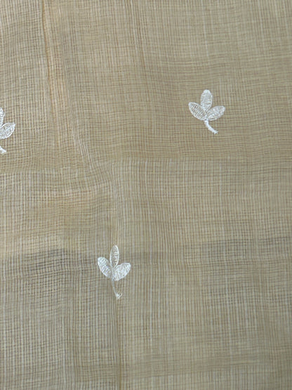 Beige Floral Embroidered Mix-Cotton Unstitched Suit Set