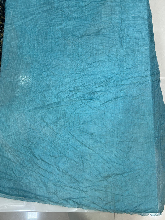 Teal blue and black   Bandhej saree with blouse piece SB210