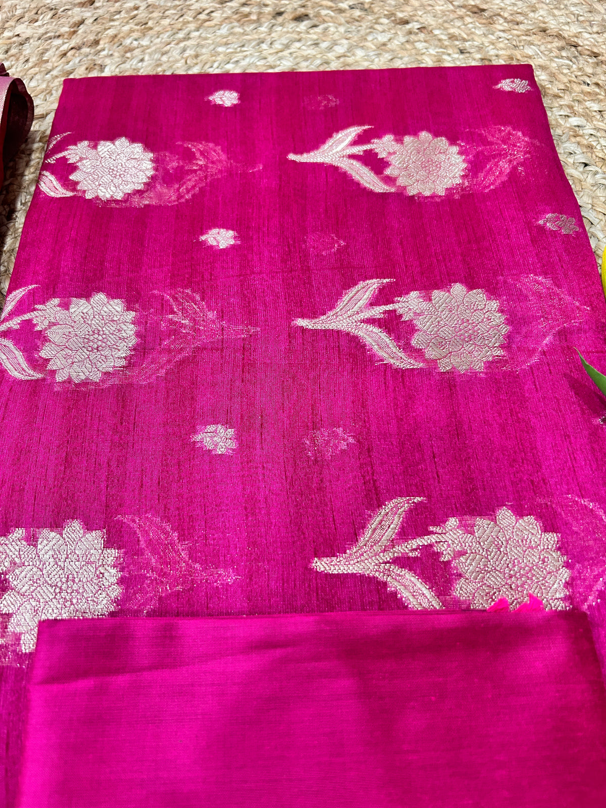 Magenta Pink Chandheri  cotton Banarasi 3-Piece Suit Material