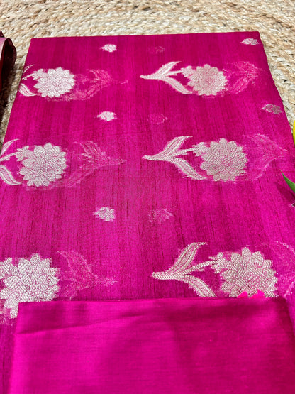 Magenta Pink Chandheri  cotton Banarasi 3-Piece Suit Material