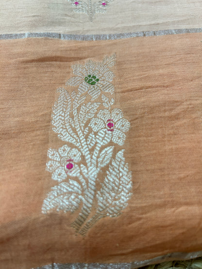 Peach Blossom Pure Silk Banarasi 3-Piece Suit Set