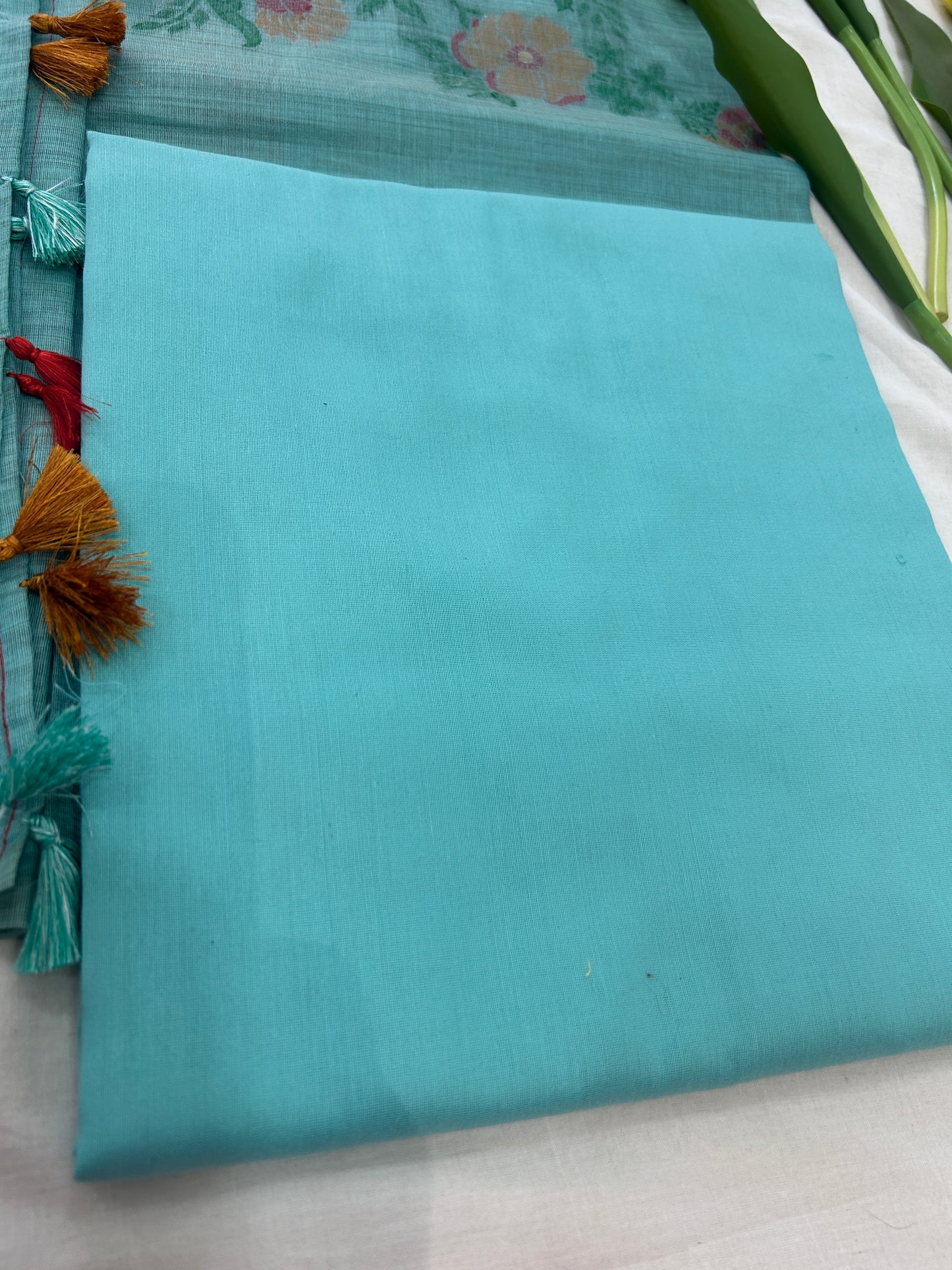 Aqua mint Blue Banarasi 3 piece set