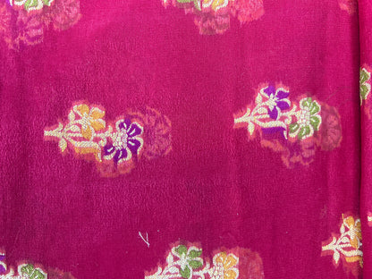 Authentic Handloom Pure Khaddi Georgette Banarasi Saree – Rani Pink with Meenakari Weaving
