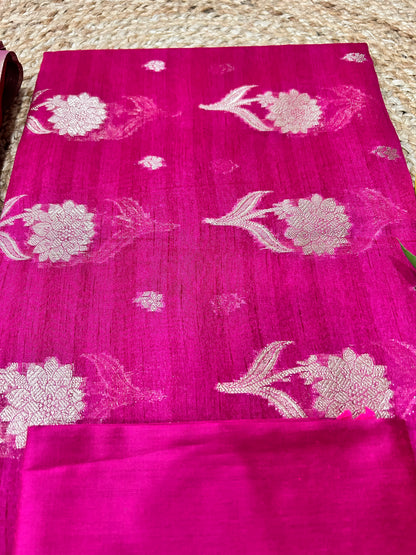 Magenta Pink Chandheri  cotton Banarasi 3-Piece Suit Material