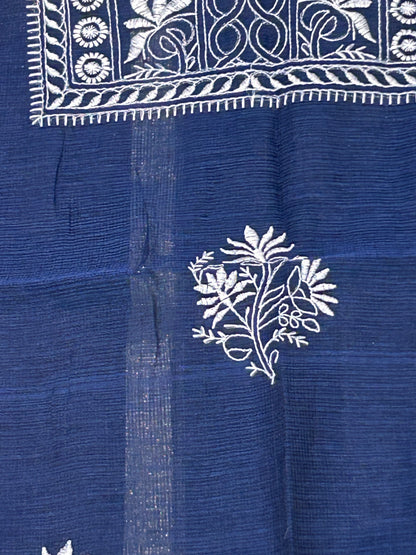 Navy Blue Mix Cotton Kota Doria Unstitched Suit Set