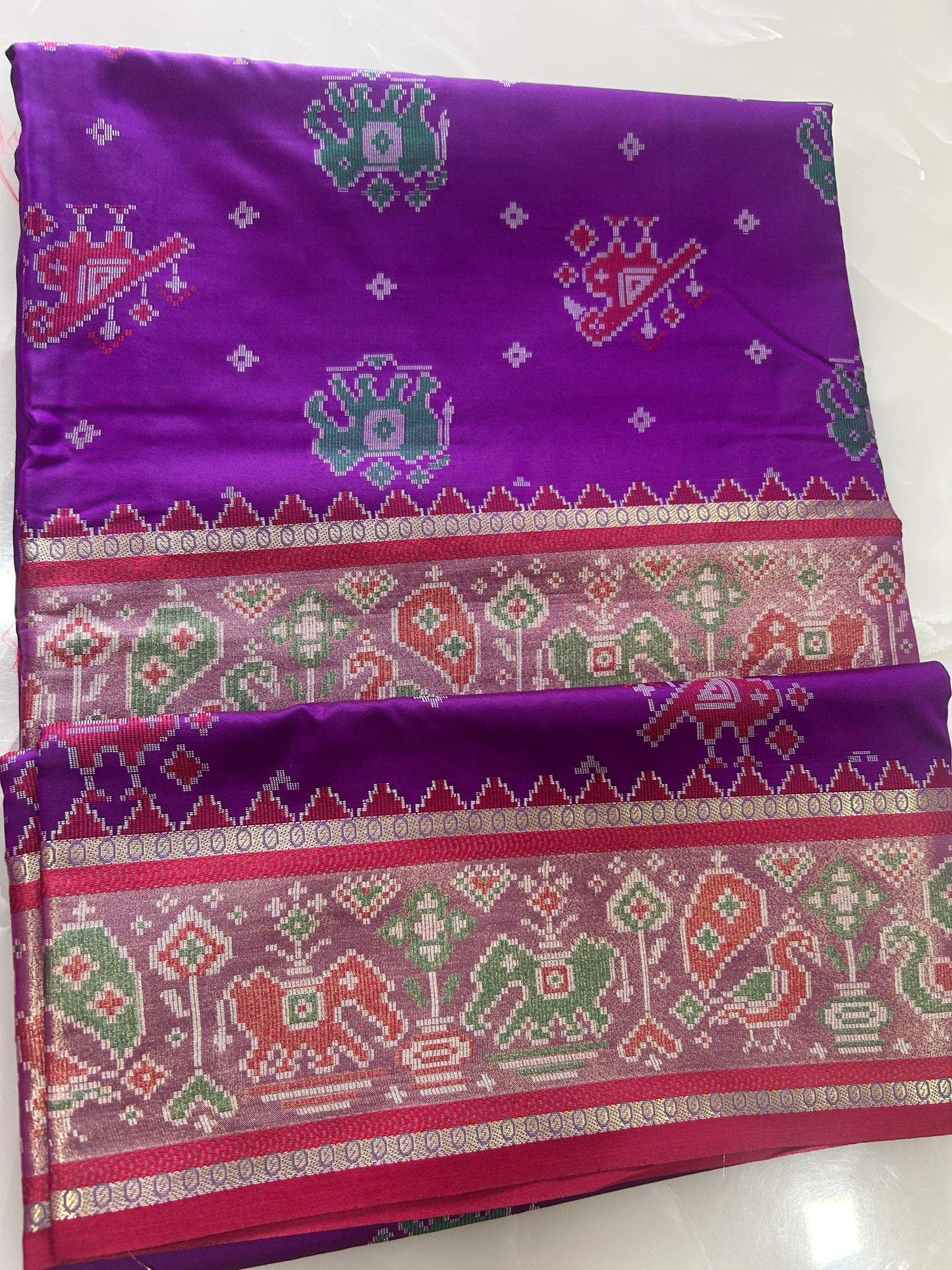 Purple Paitani weave polysilk sarees with Blouse piece SSP143