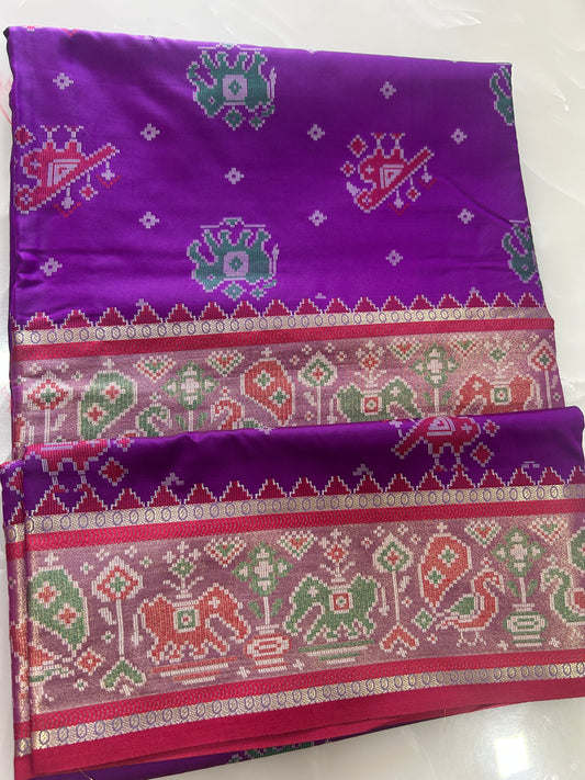 Purple Paitani weave polysilk sarees with Blouse piece SSP143