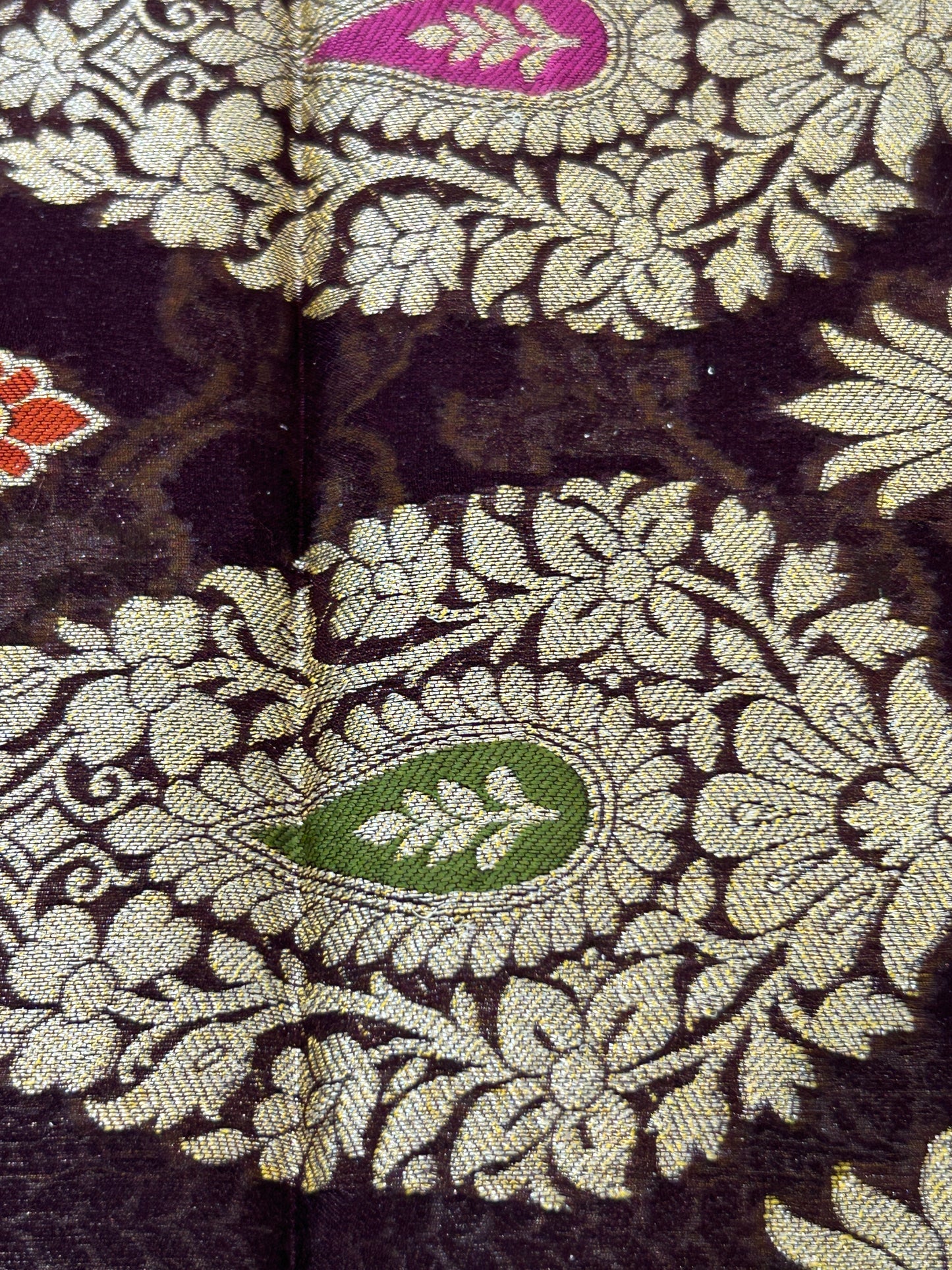 Authentic Handloom Deep Plum Floral Pure Georgette Khaddi weaving Saree