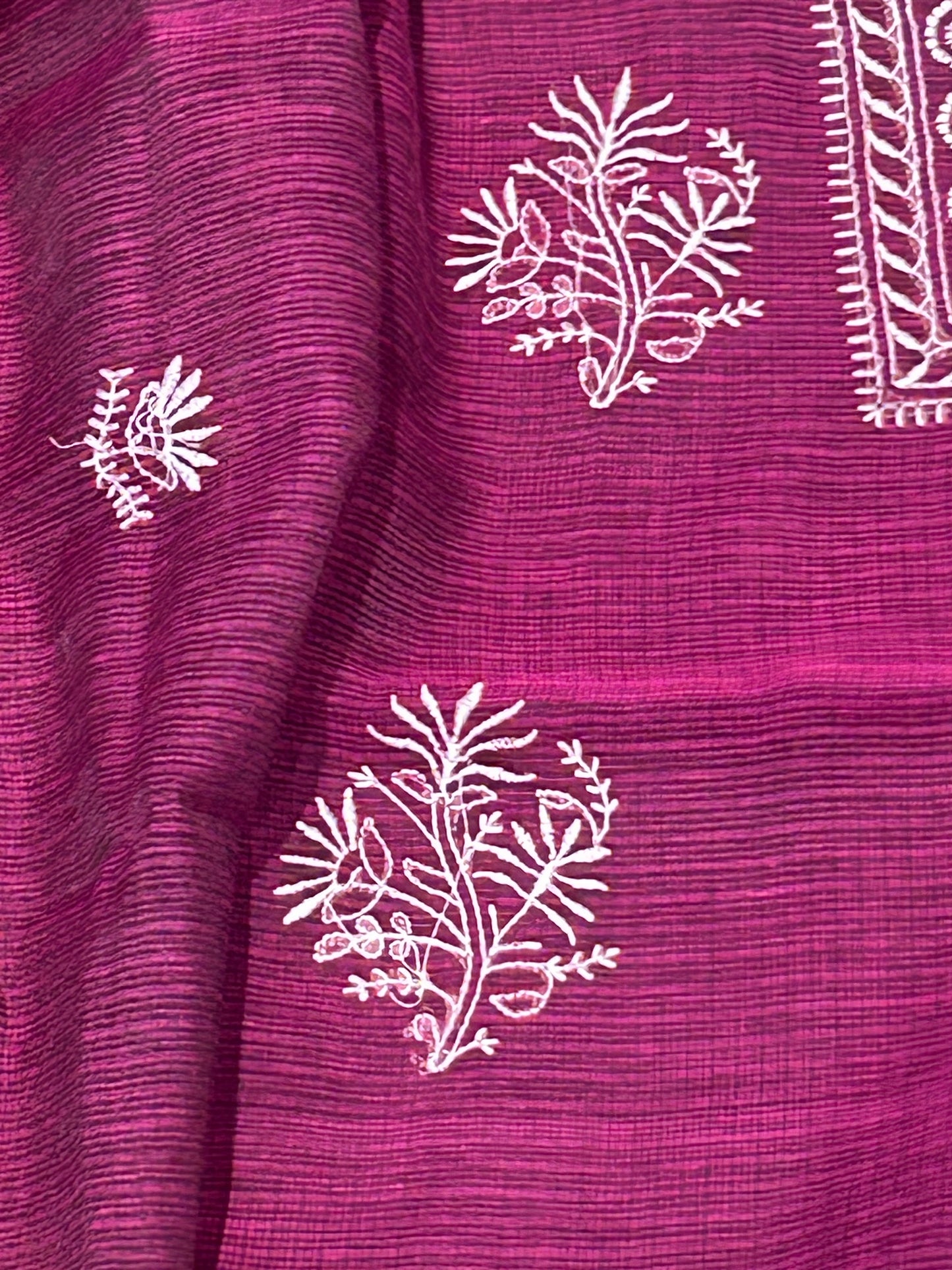 Wine Mixed Cotton Kota Doria Unstitched Suit Set