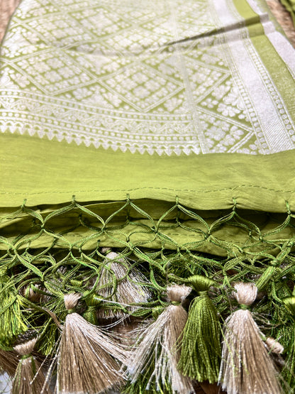 Olive Green Pure Mul cotton  Suit Set