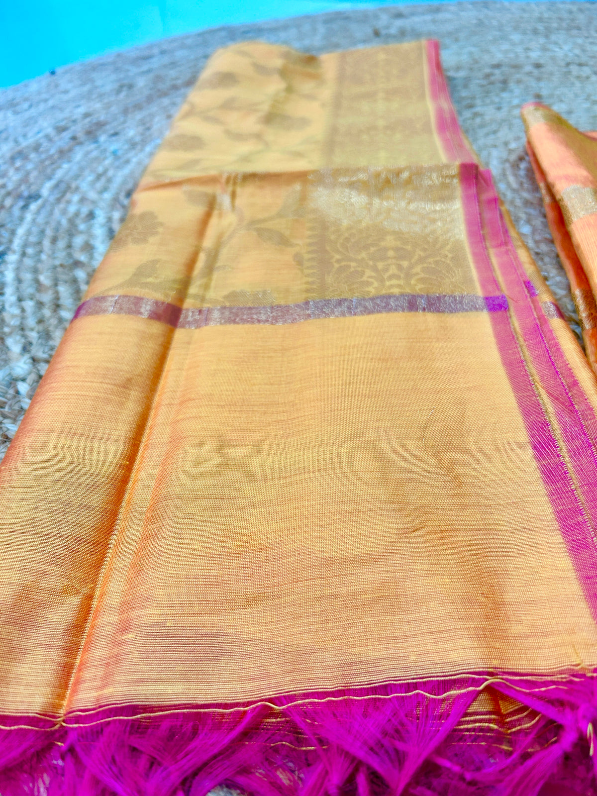 Mango Yellow 2 Cotton Silk  Banarasi 3-Piece Suit Material