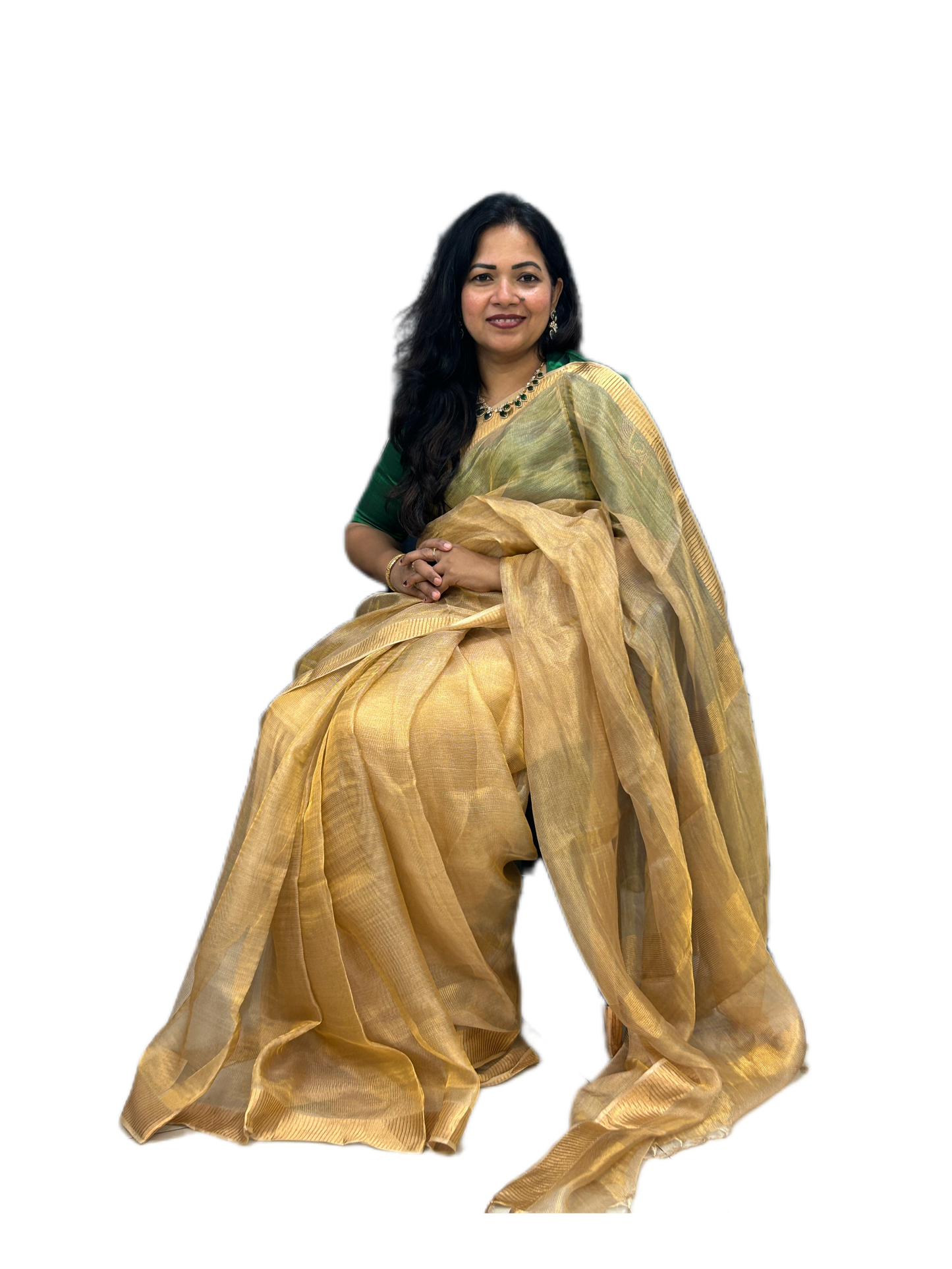 Golden Pure Tissue Silk Saree SPT119