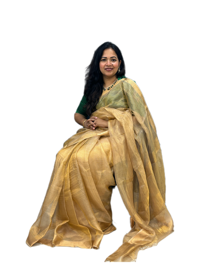 Golden Pure Tissue Silk Saree SPT119