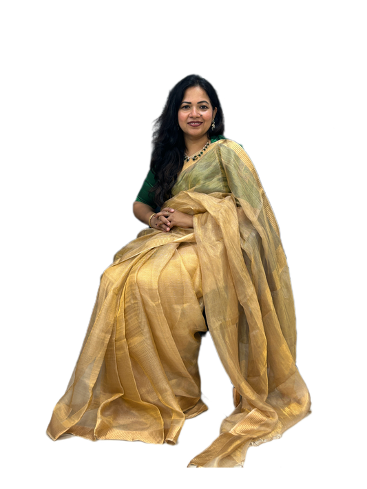 Golden Pure Tissue Silk Saree SPT119