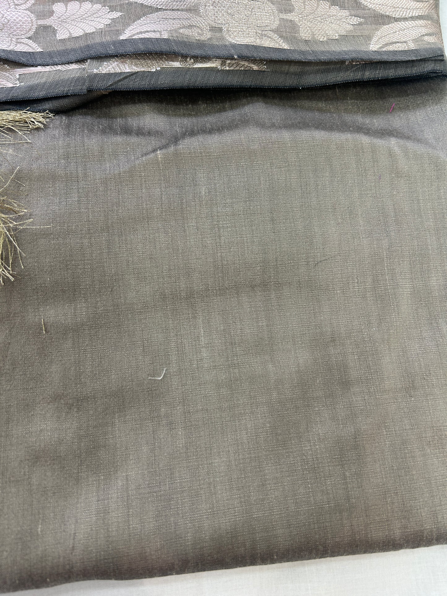 Dusty Grey Cotton double Zari Banarasi 3 piece set