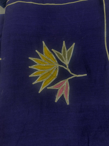 Deep Navy royal blue Mulcotton saree with Gottapatti embroidery work
