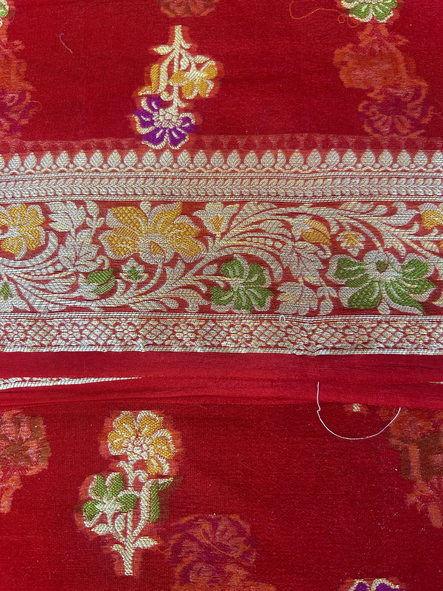 Authentic Handloom Pure Khaddi Georgette Banarasi Saree – Ruby Red with Meenakari Weaving