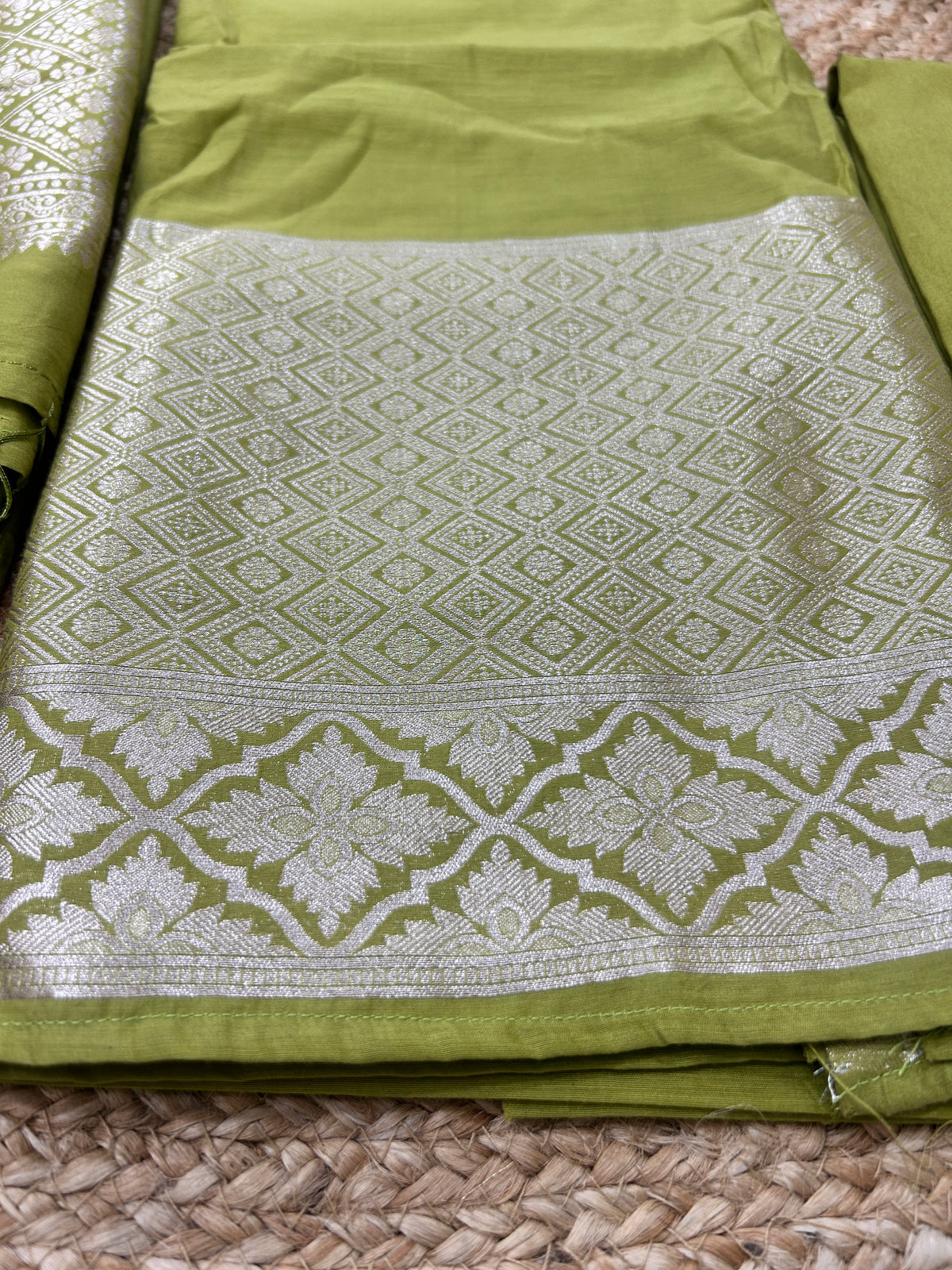 Olive Green Pure Mul cotton  Suit Set